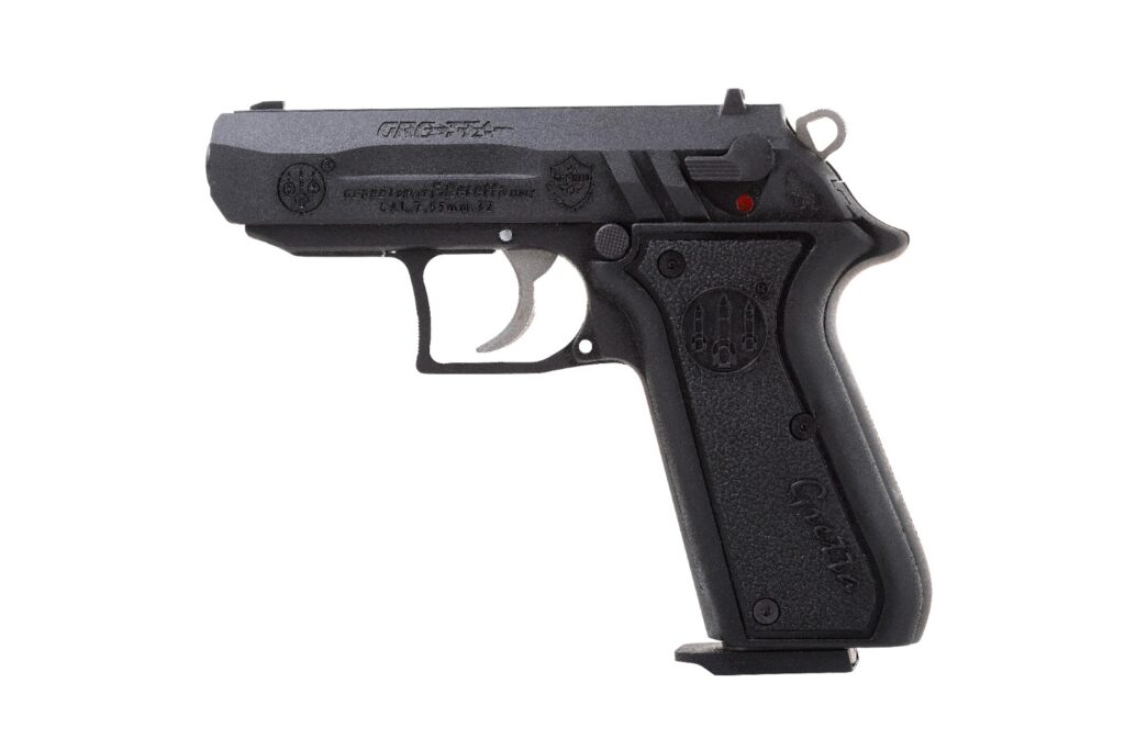 A black .32 caliber pistol Brahmastra. Brand of Gretta Gun Works